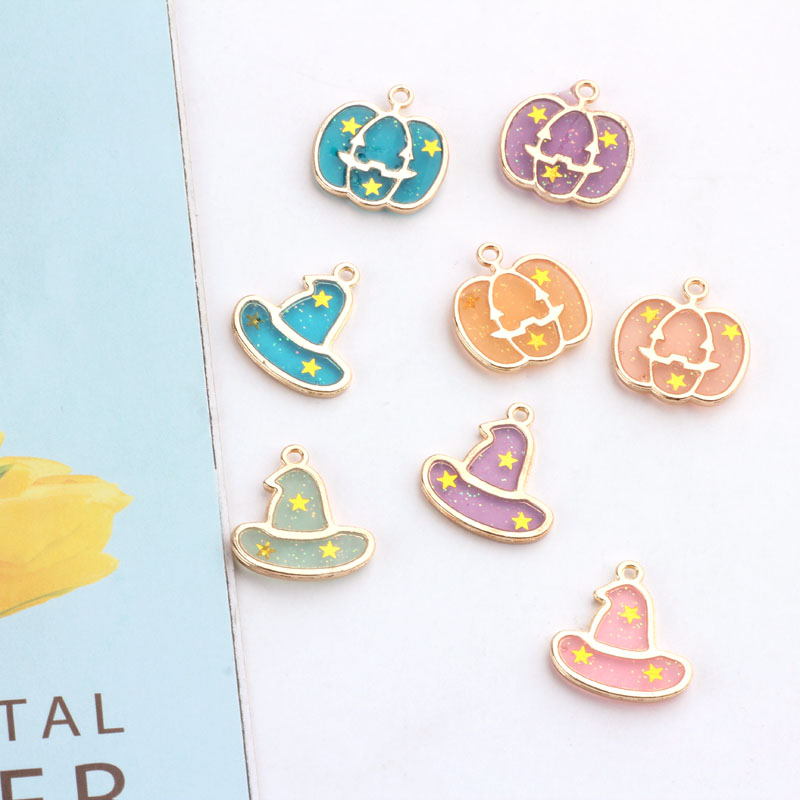 10pcs/lot 19*20mm Halloween hat Pumpkin Enamel Charms Braclets Jewelry finding DIY Craft more fashion