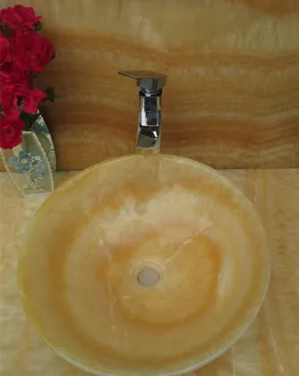 High Quality Yellow Onyx Marble Stone Basin