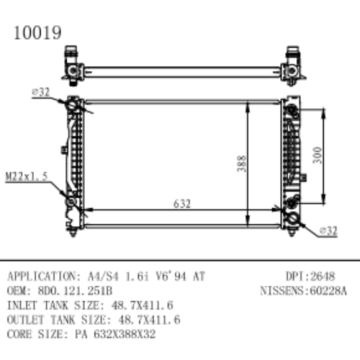 Radiateur pour Audi A4 / S4 1.6i V6 OemNumber 8D0.121.251B