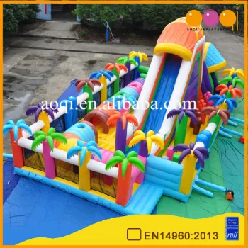 AOQI beautiful coco play school inflatable city playground garden game giant inflatable fun city for sale