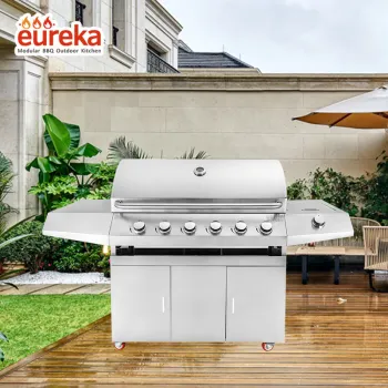 Factory Price easily cleaned 6 Burners metal propane butane BBQ gas grill indoor barbeque grill with side burner