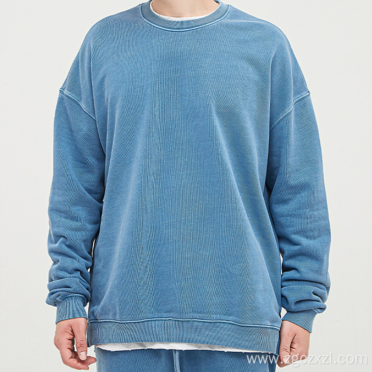 Autumn/Winter Side Slit Crewneck Washed Sweatshirt