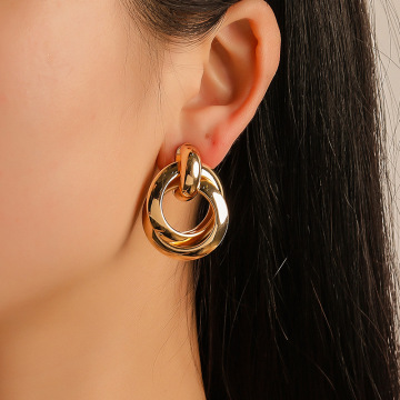 Wholesale Circle Statement Earrings - Fashion Metal Punk Geometric E-066