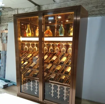 Modern Luxury Stainless Steel Wine Cooler Cabinet for Red Wine and Whiskey Display Storage