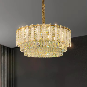 Candelera de cristal moderna para salas de estar de villa de lujo con techos altos