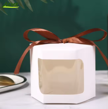 Wholesale Kraft Paper Gift Boxes for Wedding Treats: Window Ribbon Baked Dessert Muffin Boxes