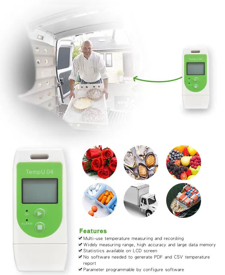 Cold chain USB Temperature Data Logger Pdf Report