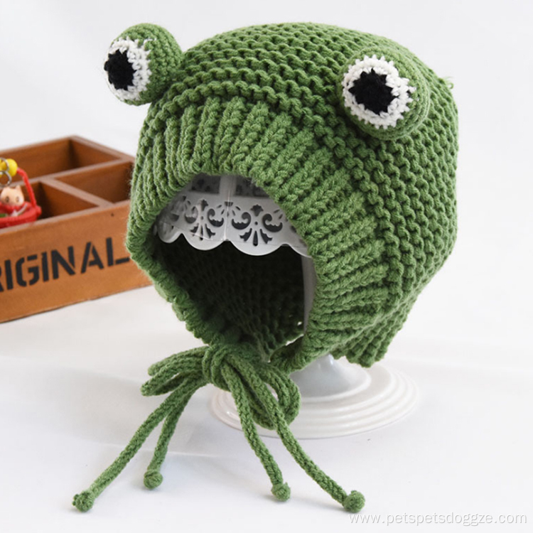 Cartoon Frog Animal Shape Pet Knitted Woolen Hat