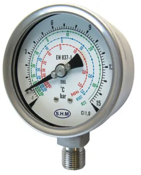 Refrigeration Liquid Filled Manometer Pressure Gauge With Polycarbonate Window