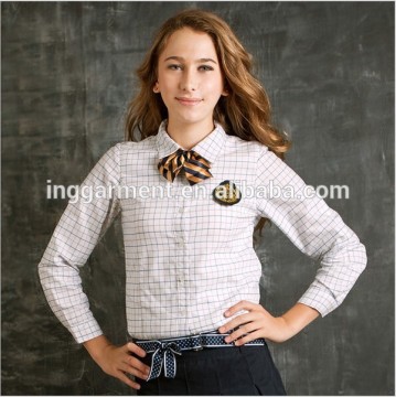 High School Uniform Girls Check Long Sleeve Blouse