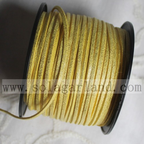 Корейский бархатный кожаный шнур из искусственной замши с плоскими золотыми блестками 3 мм