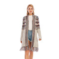 Women's mid-length ethnic style sweater coat