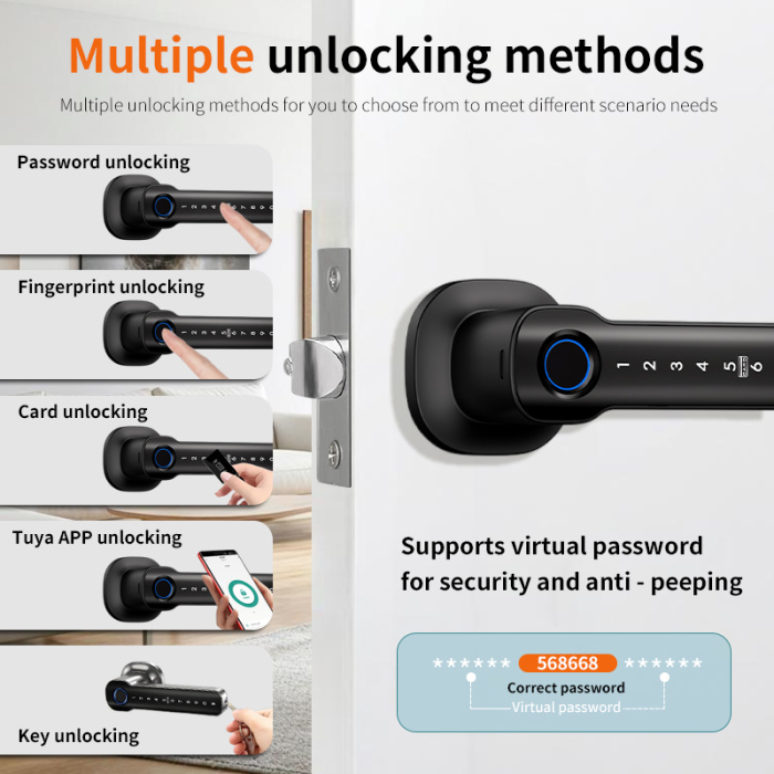 Квартира цифровой биометрический отпечаток пальцев деревянный дверной замок