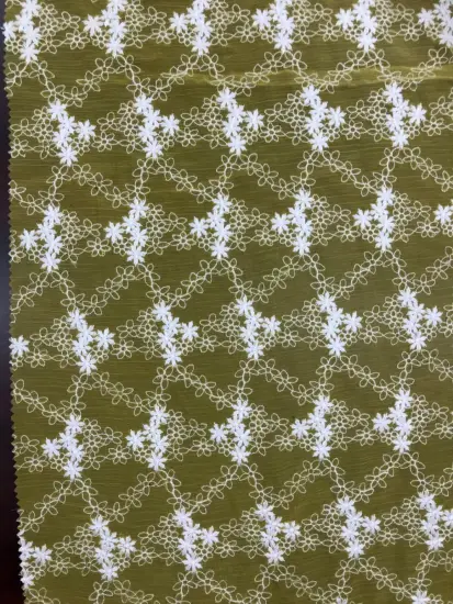 Pink Petals Design Chiffon Embroider Fabric