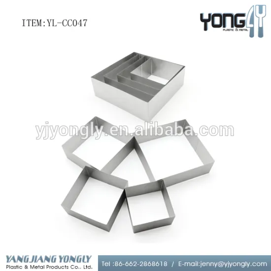 4PCS Stainless Steel Square Pastry Ring set, cake mold