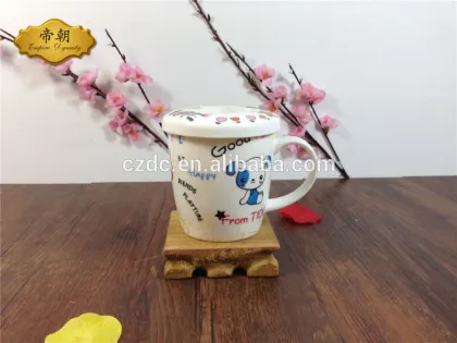 ceramic children water cup with lid animal cartoon design