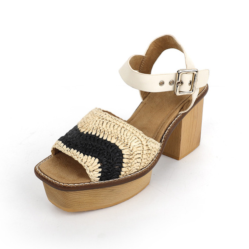 Raffia Root Woven High Heels