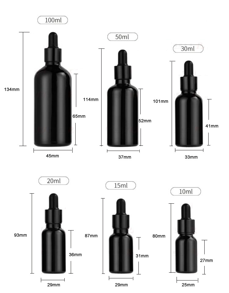 Black Glass Dropper Bottles
