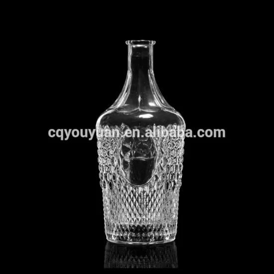 2L large size embossed crystal brandy decanter with cork