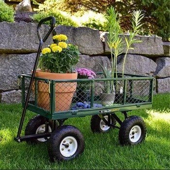 600-Pound Capacity Utility Garden Dump Wagon with Steel Frame and 10-in. Pneumatic Tires