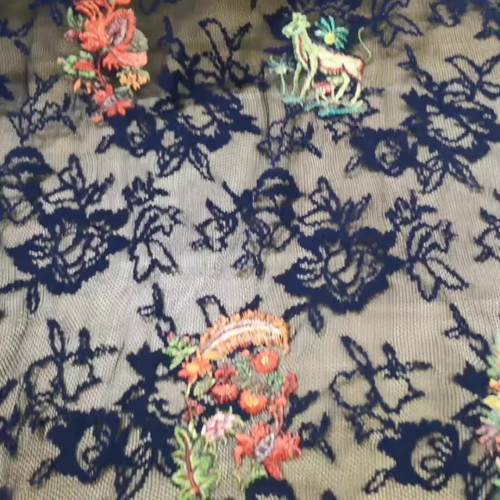 Flat Organza Embroidery Fabric Luxury Floral Embroidery Lace Dress Polyester Fabric Factory