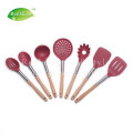 7 Piece Silicone Wooden Kicthen Utensils Set