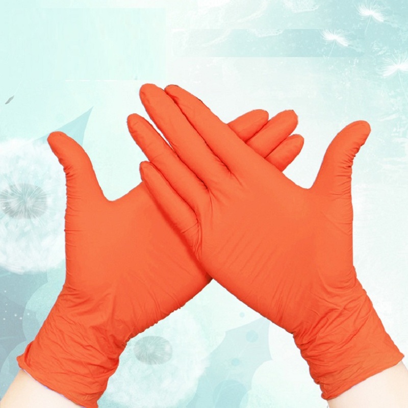 Guantes de nitrilo de calidad CE naranja