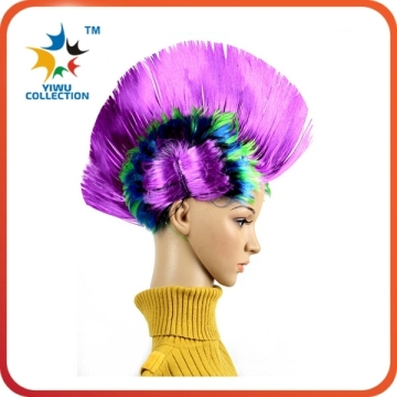 colorful fashion short brown curly football fans wigs for patty