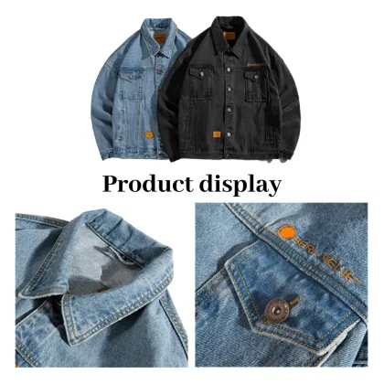 High Quality Loose Fashion Black Denim Jacket for Men