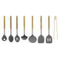 8pcs conjuntos de utensilios de cocina de mango de madera de acacia