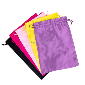 AliLeader Customized Logo Hair Packaging Bag Silk Drawstring Pouch Satin Bags For Hair Extension