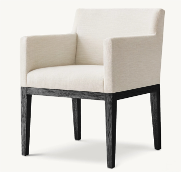 Modern Comfort Upholstered Morgan Track Arm Fabric Dining Armchair with Solid Wood Frame