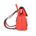 Women  Pure Color  Multi-function Cowhide Backpack