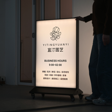 Double-Sided Rechargeable Acrylic Light Box Signage with Removable Pulley System for Shop Entrances and Outdoor Use