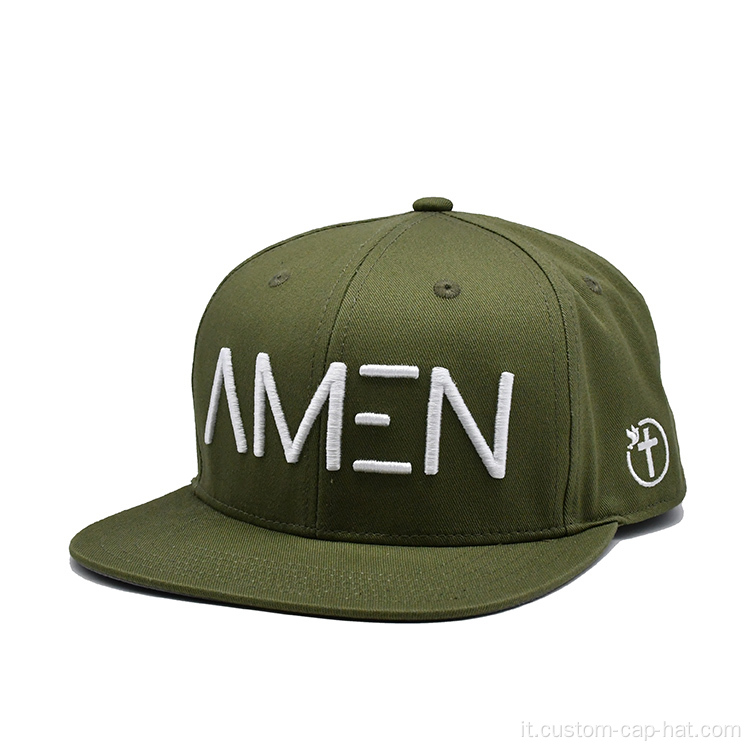 Hat Snapback da ricamo all'ingrosso verde verde