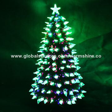Fiber-optic Christmas Tree for Sale 5ft with Green Lights, 110-240V AC Input Voltage