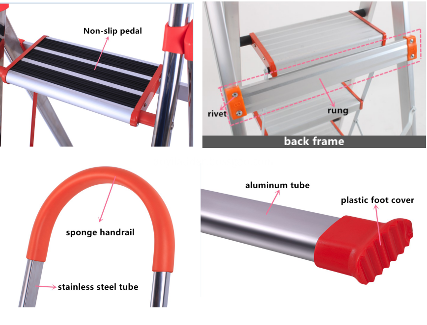 Non slip household 5 steps ladder 