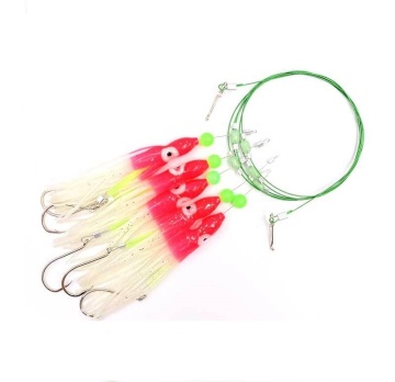 خيط مضيء خطاف ناعم الصيد إغراء Squid تنورة 3pcs Sabiki Rig Jig إغراء لتصيد المياه المالحة
