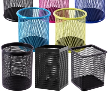 Square pen holder metal grid simple stationery storage