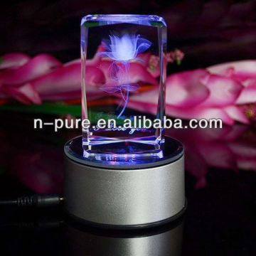 Laser Etched 3D LED Crystal Light Base