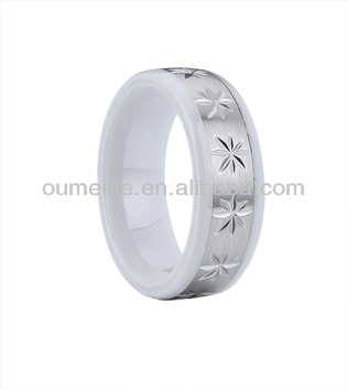 flower stainless steel ceramic ring jewelry for women
