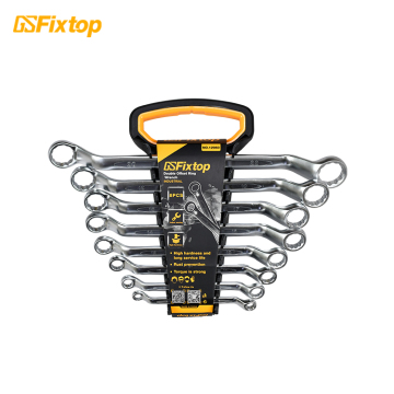 8pcs Double Offset Ring Spanner Wrench Socket Set - Heavy Duty Smooth Concave Reinforcement