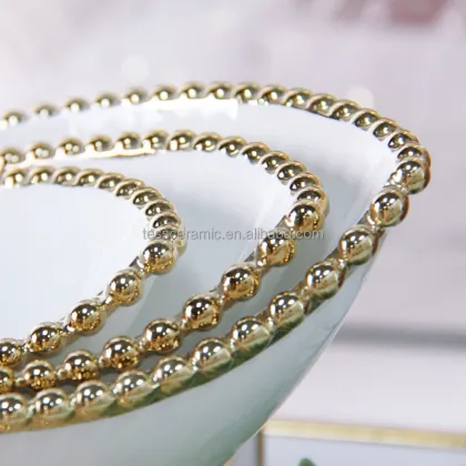 RP025 Luxury Gold Bead Dinnerware - Chef Serving Dishes & Salad Bowl Sets