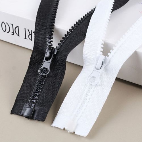 White or black plastic zippers for coat