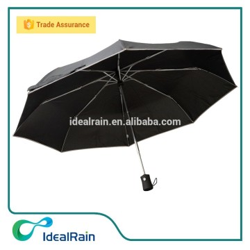 black full automatic strong windproof compact 3 fold umbrella