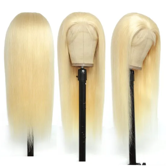 100% Unprocessed For black woman No any split ends swiss lace front wig factory price lace wigs 613# 4x4 straight HD lace wigs