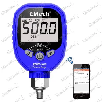 Elitech PGW-500 Wireless Digital Pressure Gauge with Temperature Alerts for HVAC - IP65 Waterproof
