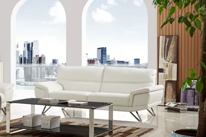 Bright Hue Leather Sofa