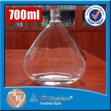 700ml empty flat triangle wholesale glass liquor bottles