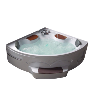 Modern White Acrylic Corner Whirlpool Massage Bathtub